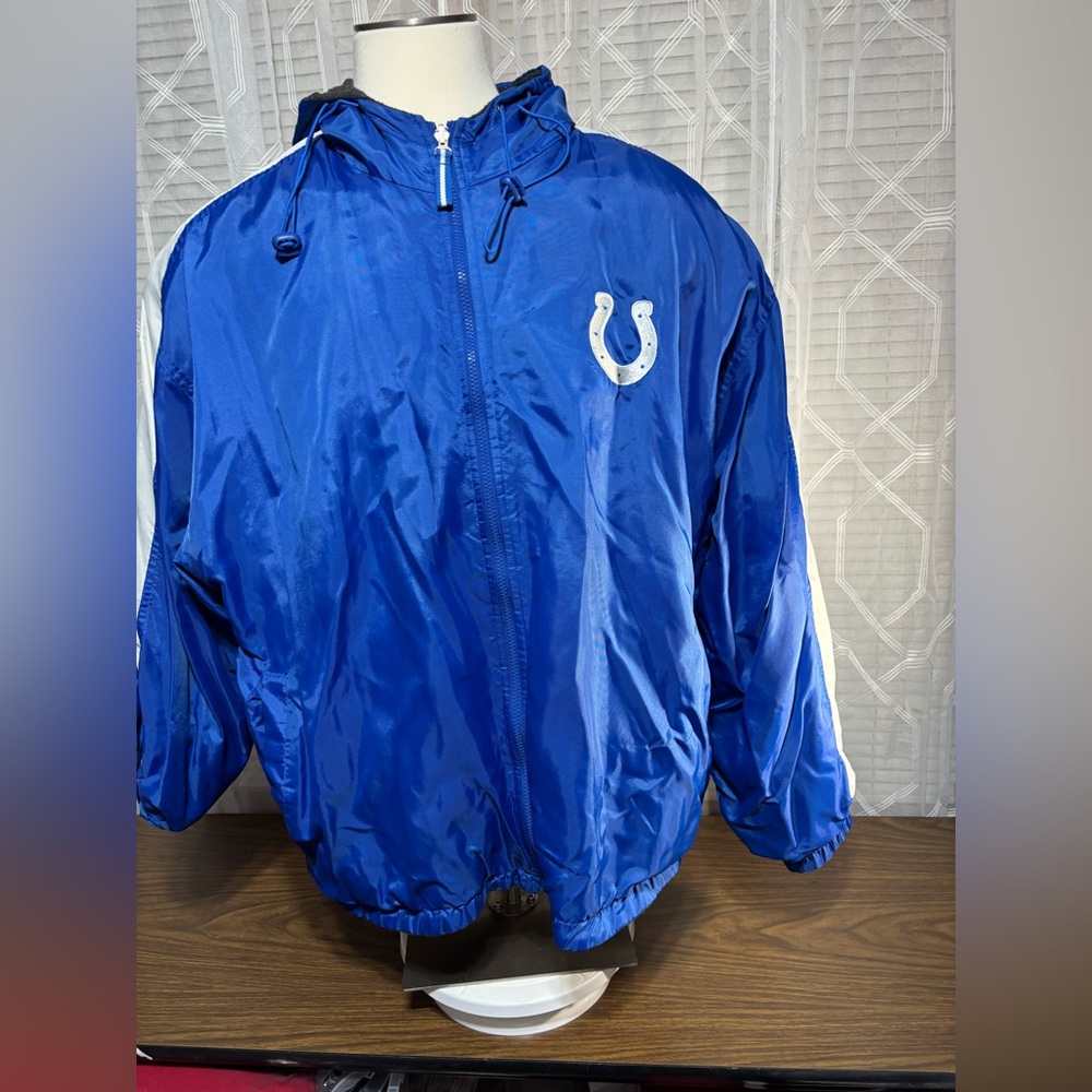 Indianapolis Colts Reversible 5X jacket Puma NFL 31” p2p 30”L flaw on Blue side